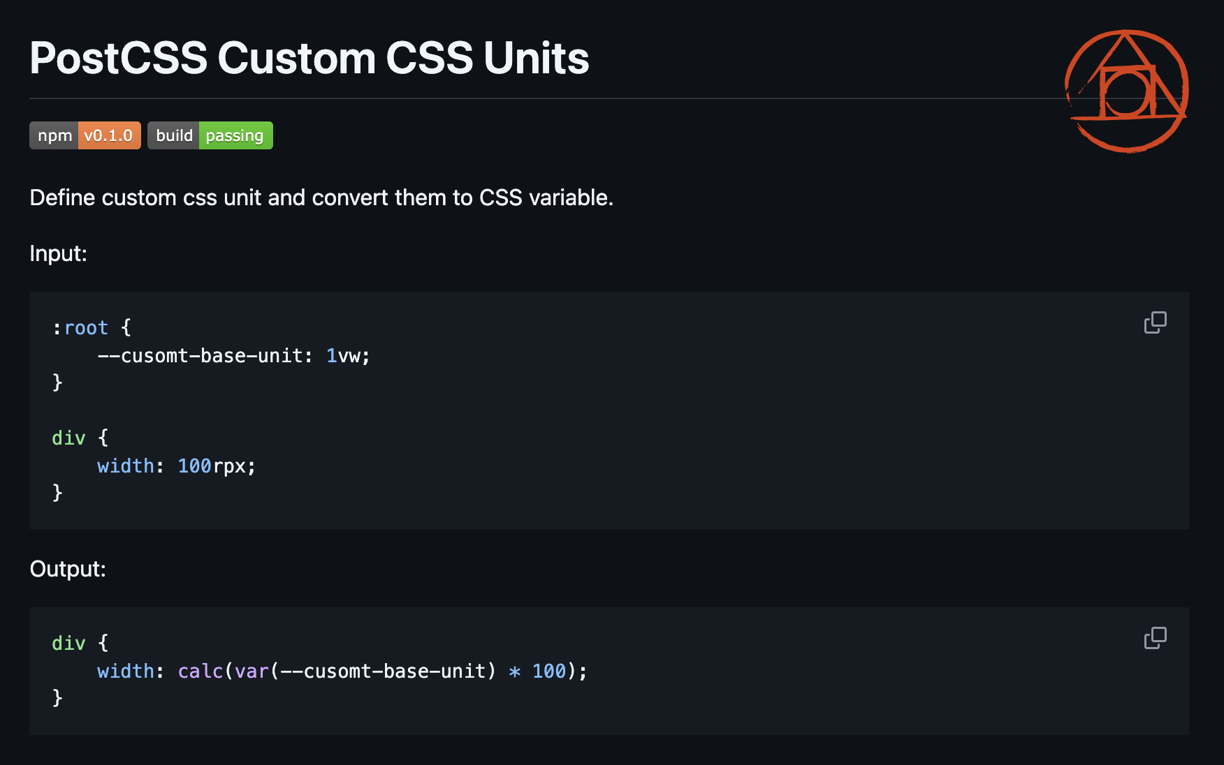 PostCSS Custom CSS Units 的 Readme
